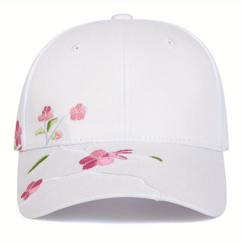 Verstellbare Baseballkappe für Damen mit Kirschblütenstickerei - Stilvoll und Lässig, Geeignet für Sonnenschutz