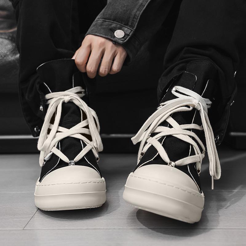 Nischen-High-Top-Canvas-Vulkanisierte Herrenschuhe mit Seitenreißverschluss - Trendiges und vielseitiges Freizeit-Schuhwerk 2025