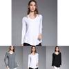 Simple Solid Color Off Shoulder Design Women Long Sleeved Top For Fall Comfort