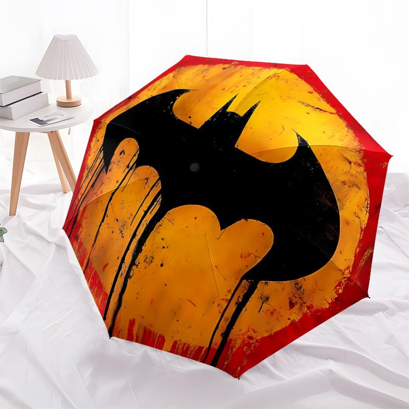 1pc Batman Symbol Automatic Folding Umbrella - Compact 8-Rib Design, Durable Plastic & Iron, Daily Use Z1230045