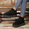 Women's Faux Suede Fuzzy Snow Boots Winter Chunky Platform Anti-Slip Ankle Booties With Faux Fur Lined for Women Comfort Warm Walking Mini Short Boot