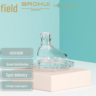 Siliconen babyfles met brede hals, met eendenbekspeen en rietje