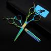 6.0-inch Green Hollow Handle Barber Scissors Set: Straight and Thinning Shears
