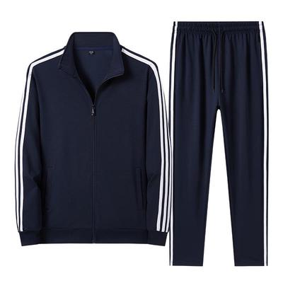 Unisex Vielseitiges Frühling/Herbst Drei-Streifen Trainingsanzug-Set - Locker geschnittene elastische Hose & Sweatshirt mit Reißverschluss
