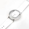 Watch Men's White Popular Brand Leather Stylish Ladies Unisex White Skeleton Watch KLON INVISIBLE RELATION WHITE 40mm