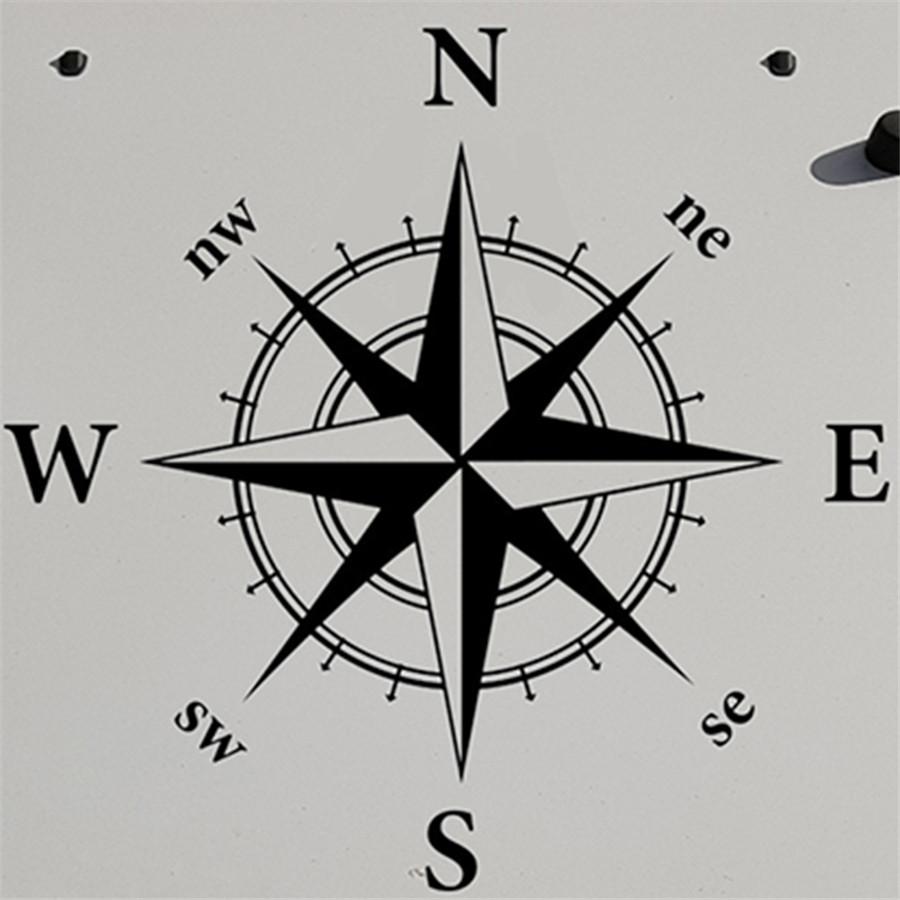 High Quality 1Pc Black Compass Totem Car Auto Vinyl Bonnet Decal Sticker 50x50cm