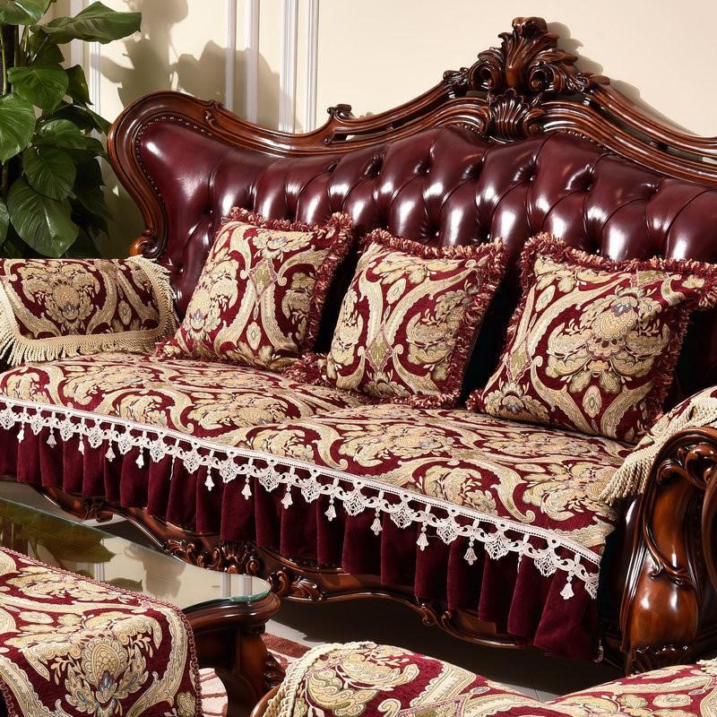 

Obalok Folds, Sofa Cushion Seat Cushion European And American Brown And Red Leather Sofa Cover Four Seasons 5 90*90cm