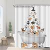 Cute Raining Dogs Shower Curtain,Funny Dog Cartoon Corgi Kids Shower Curtains Hilarious Cute Animal Pets Playing Water Design