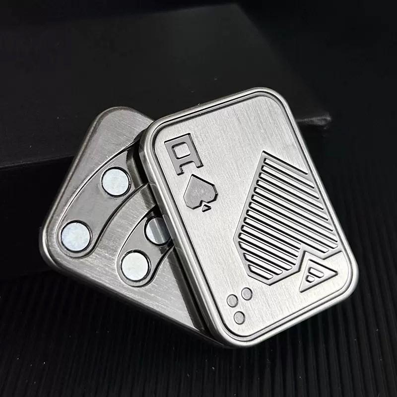 EDC Spade AK Push Card Metal Spinner Toy with Magnetic Handle