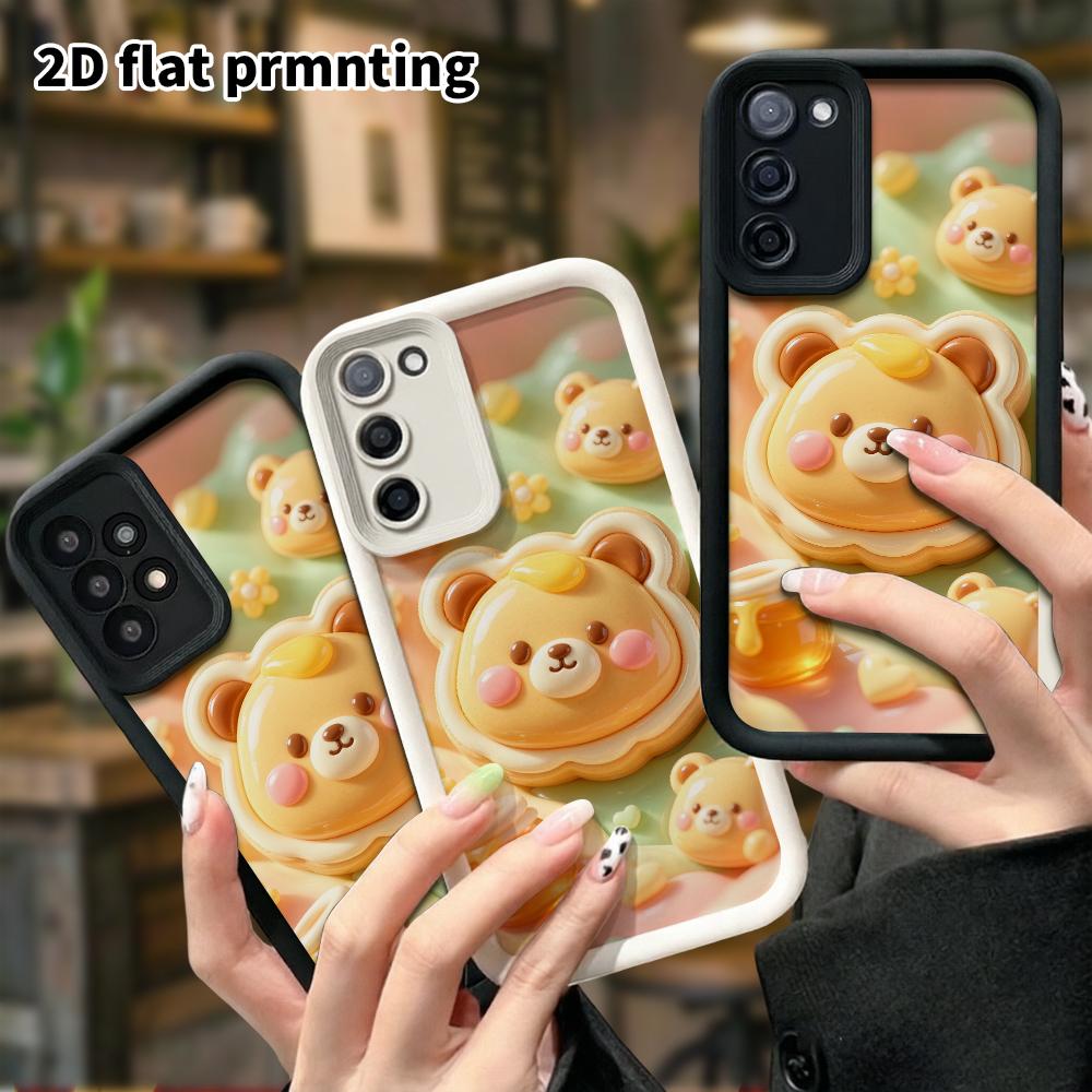 Phone Case: 2D flat, fits Samsung Galaxy A34 A35 M05 M06 S20 S22 S21 FE Plus 5G, honey bear cookie, perfect Christmas and Halloween holiday gift