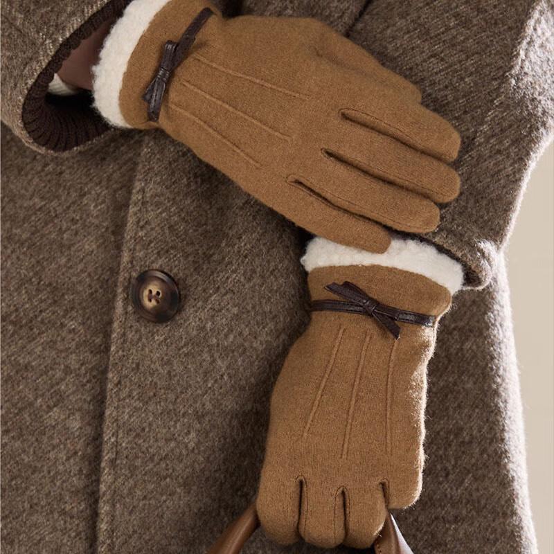 JIUMU Women's Warm Touchscreen Wool Gloves with Fleece Lining
