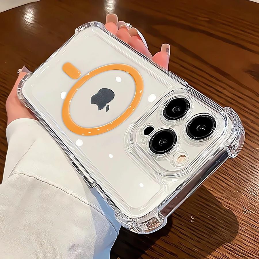 Luxury Clear Magnetic Wireless Charging Phone Case for iPhone 16 Pro Max 15 Plus 14 Pro 13 12 11 Shockproof Bumper Back Cover