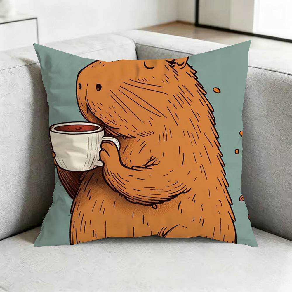 CapybaraA CCartoon Pillow Case Square DoubleSided Sofa Cushion Cover Bedroom Bedside Pillow Gift