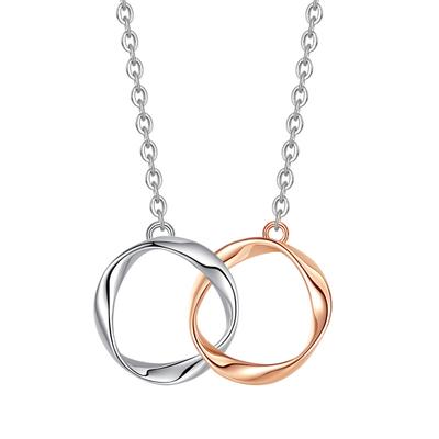 Couple Necklace Women's Versatile Niche Design Senior S925 Sterling Silver Double Ring Fastening Set Chain
