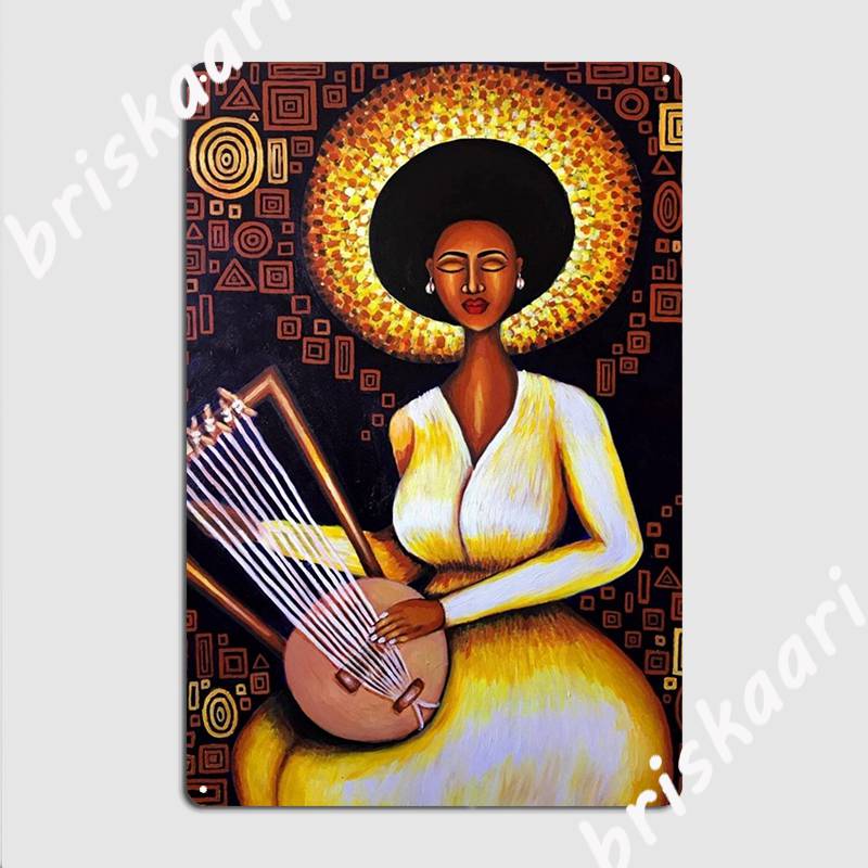 

Ethiopian Women Playing Masinqo Ethiopian Pattern Poster Metal Plaque Wall pub Decoration Club Bar Wall Decor 20x30cm（7.8x11.8inch）