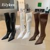 Fashion Eilyken Sexy Pointed Toe High Heels Women Knee-High Boots Spring Autumn Shoes Slim Elastic Fabric  Modern Long Botas Mujer