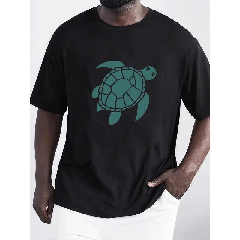 Turtle Icon Print T Shirt, Tees For Men, Casual Short Sleeve T-shirt For Summer