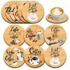Reusable Wooden Table Coasters 6Pcs Wood for Drinks, Heat Resistant Drink Mat, Anti-slip Round Drinks Mats Dining Room, Coffee And Office Desktop
