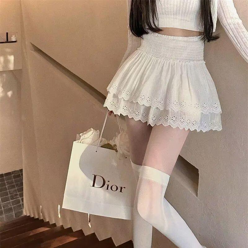 Plus Size Fluffy Layered Pleated High Waist A-line Skirt Pants for Women, Spring/Summer Trendy