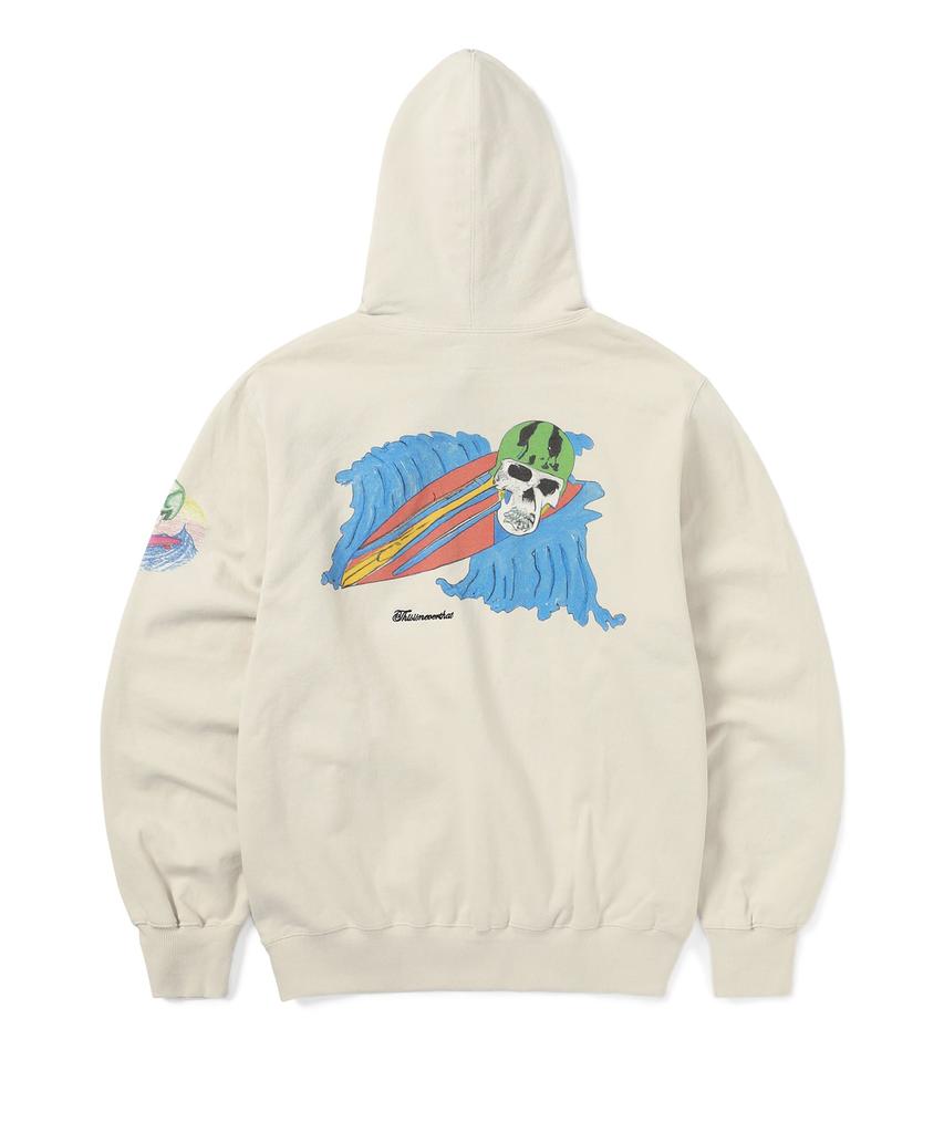 Surfing Skull Hoodie Natural
