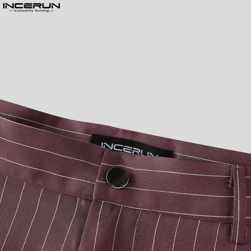 INCERUN Ensembles Deux Pièces Homme Gilet Rayé Sans Manches Court et Pantalon Long Droit