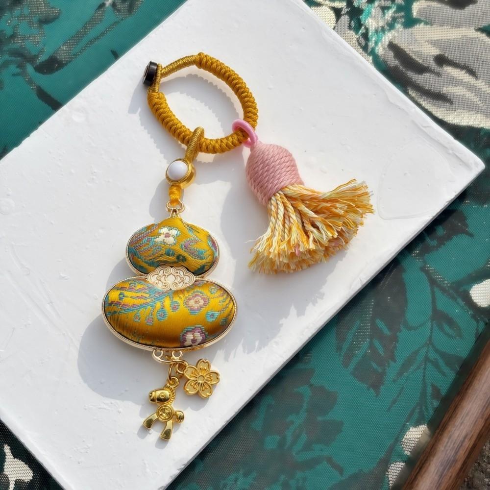 Horse Chinese Traditional Key Chain Luxury Embroidered Cat Key Ring Brocade Gourd Pendant Daily