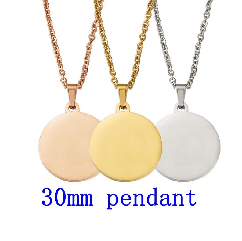10pcs 45cm 50cm 60cm Simple 304 Stainless Steel Glossy Disc Necklace For Women Pendant Necklace