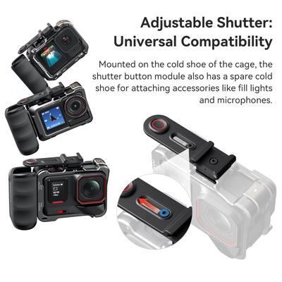 Pour Insta360 Ace Pro 2/GoPro Hero 13 Poignée de Caméra en ABS avec Bouton Déclencheur Poignée pour Photographie de Rue Support d'Extension pour Caméra