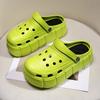 Womens Sandals  Hole Shoes Chunky Slippers Summer Beach Shoes Outdoor Green Platform Sandals