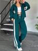2025 Women's Striped Zipper Jacket & Casual Sportswear Set - Spring/Summer Collection