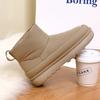 Fashion 3.5cm Handy Down Cloth Genuine Lesther Platform Wedge Winter Plush Warm Sneakers Comfy Ankle Boots Women Casual Autumn Shoes