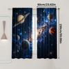 Set Of 2 Space Roller Blind Blue Galaxy Polyester Themed Curtains Astronaut Planetary Design Light Filteri Curtain