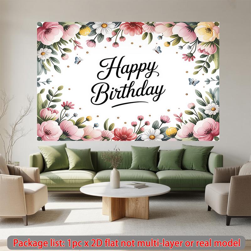 A 2D flat banner, a floral birthday card, very suitable for classrooms, offices and various events