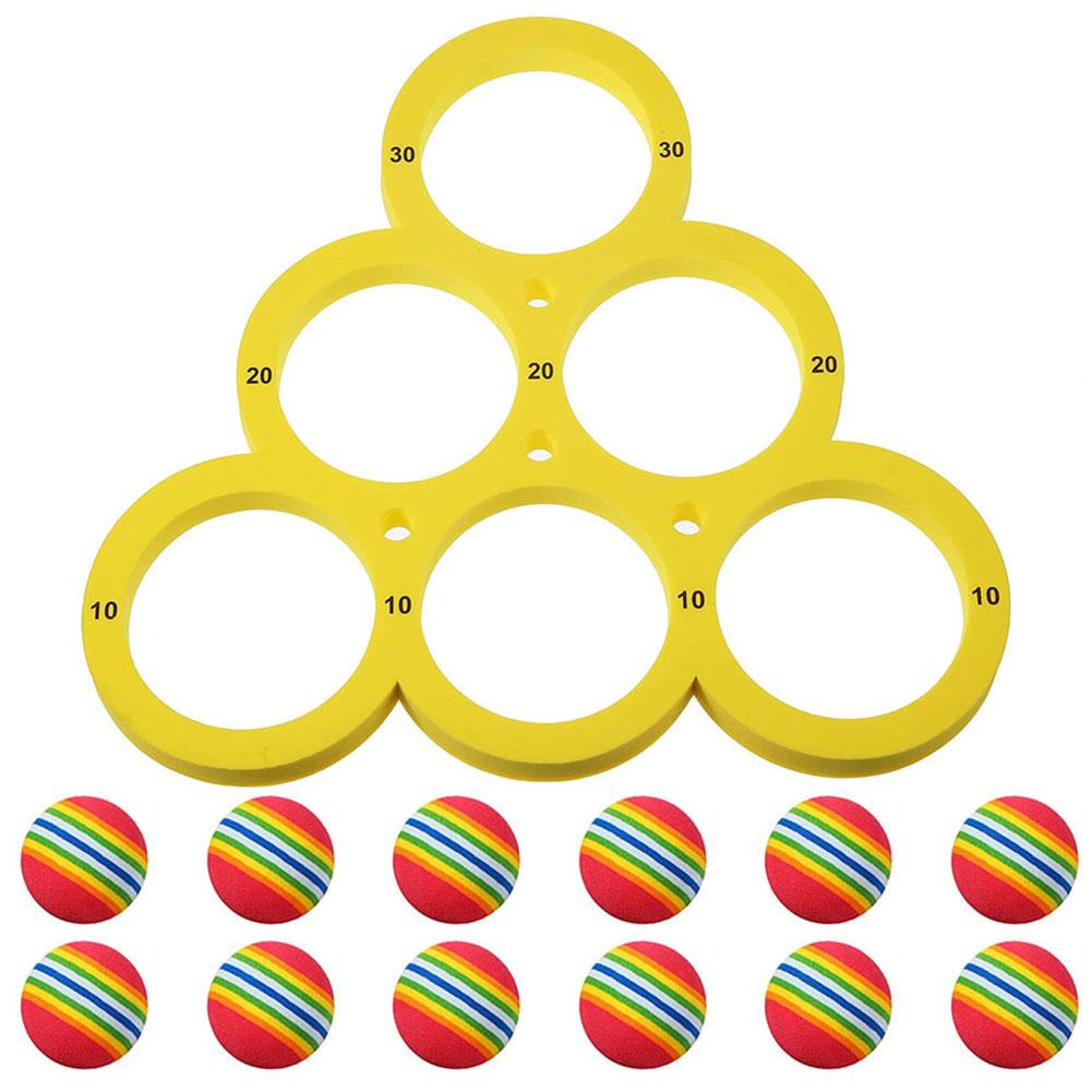 Funny Pool Floating Throwing Games With 12 Rainbow Balls Floating Toy Ring Floating Pool Game Toy For Summer Pool Party Beach
