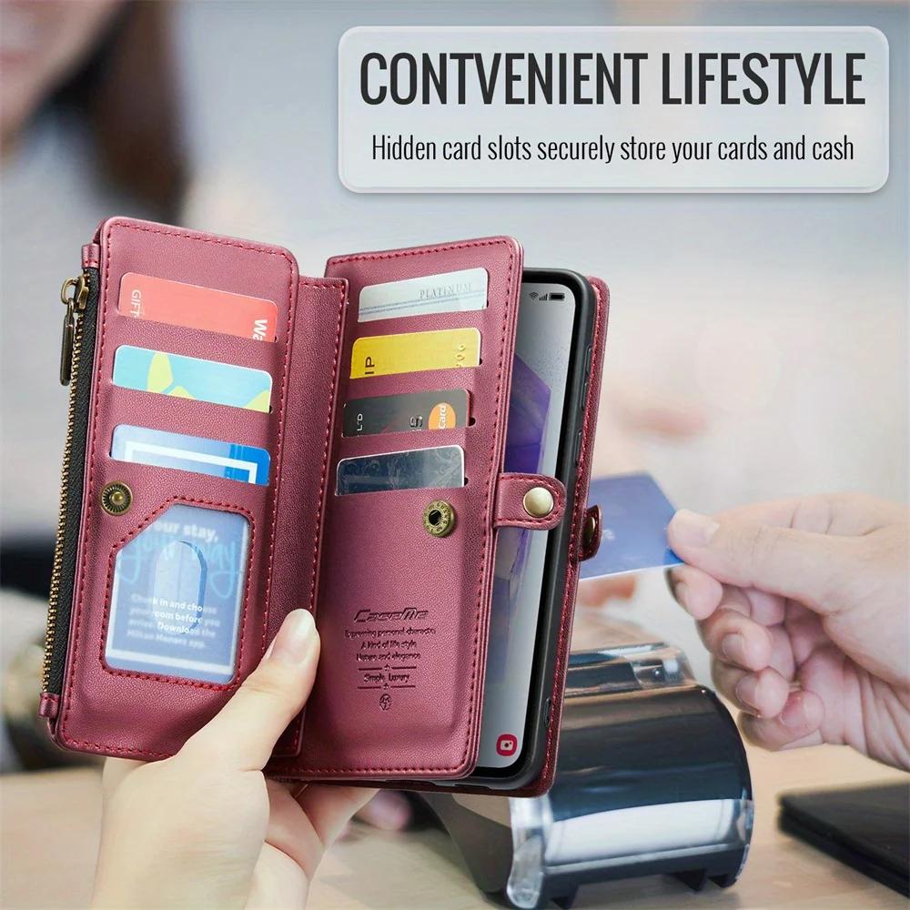 for Samsung Galaxy A72/A71/A56/A36/A26/A16/A15 Case Wallet RFID Blocking with 7-Card Holder,Wristlet Shoulder Strap Wallet Case