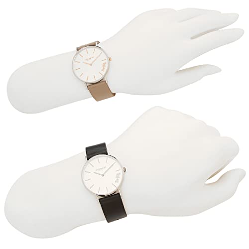 Coach Perry 36mm Quartz Watches for Men and Women, White, Black, and Beige, Leather, 14503115 and 14503119 [Parallel Import]