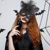 Eye Catching Feather Trimmed Plastic Masquerade Mask Breathable Design Halloween Accessory For Themed Parties Event