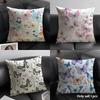 Watercolor Butterfly Cushion Cover Summer Breathable Linen Organic Fabric Double-Sided Printing Sofa Pillow Case Home Decor