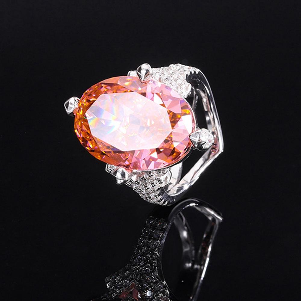 Fashion 18K Gold Plated 13*18MM Fancy Vivid Faceted Gemstone Ring for Women Anniversary Gift 925 Sterling Silver Jewelry