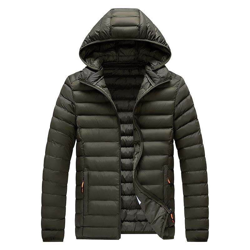 Men's Plus Size Multicolor Lightweight Cotton-Padded Winter Jacket with Detachable Hood
