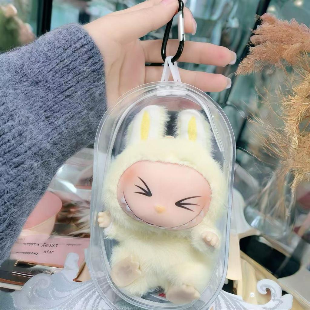 Transparent PVC Stroller Bag for 15cm-16cm Cotton Dolls, Cute Plush Figures, Outdoor Storage.