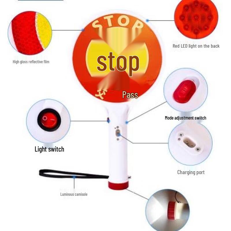 

OLOMM LED Handheld Flashing Rechargeable STOP Traffic Warning Sign