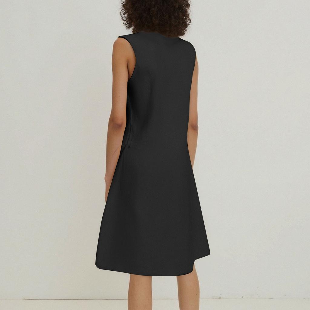 Women's Dresses Color Vintage V-Neck Cotton Sleeveless Vest Dresses