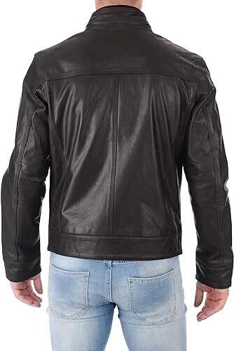 Νέο Ανδρικό Μπουφάν Μαύρο Δέρμα Χειροποίητο Γνήσιο Δέρμα Αρνιού Στυλάτο Μοτοσικλέτας Μαλακή Εφαρμογή