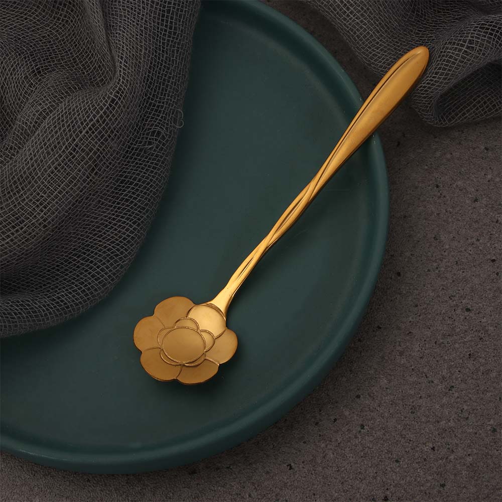 Pattern Bar tools Stainless Steel Tableware for Sugar Ice Cream Coffee Dessert Teaspoon Cutlery Set Flower Spoon Set Soup Spoon