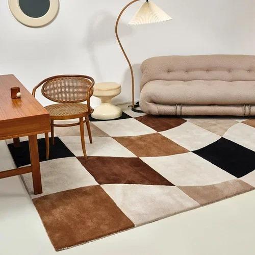 Checkerboard Series Print Carpet for Bedroom Chair Living Room Washroom Floor Mat Washable Dining Room Bedroom Decor Floor Rug