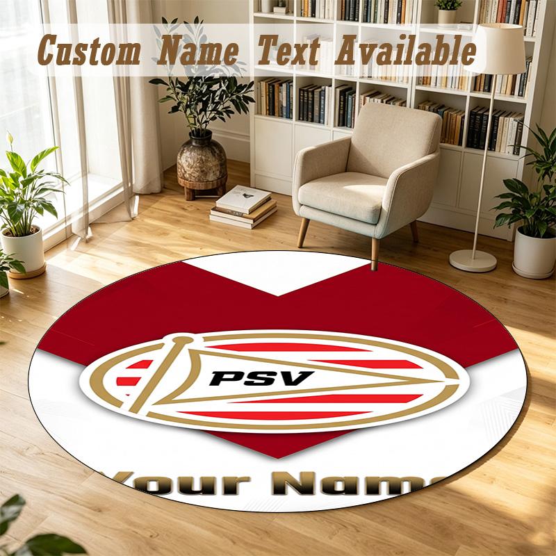 Round Rug Custom NamePSV Eindhoven FC Pattern Non Slip Carpet Home Floor Decor