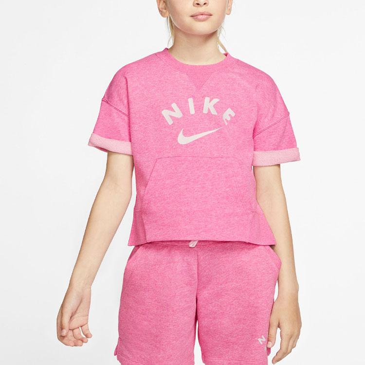 Nike Loose Breathable Casual Sports Short Sleeve T-Shirt Kids Tops Pink CK2775-693