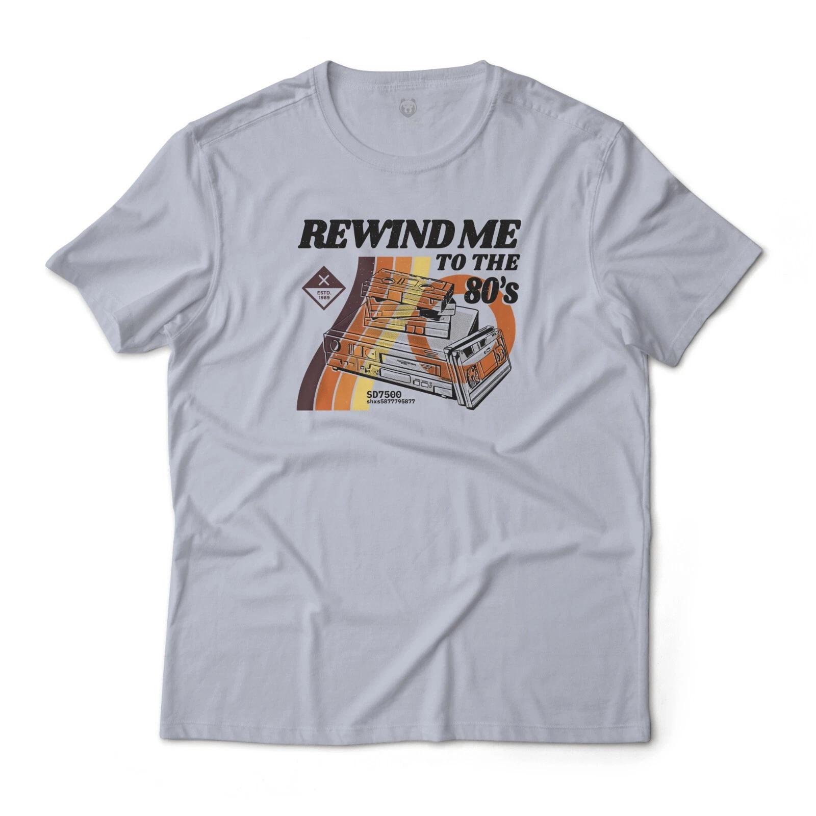 

Rewind Me To The 80s Retro Tape Recorder Graphic T-T-Shirt Unisex 100% Cotton Tee XL