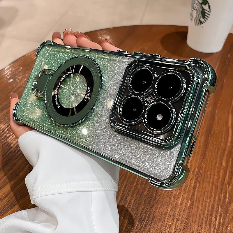 Etui ochronne Xiaomi 15 Ultra/Pro: Odporny na upadki, Narożniki z poduszkami powietrznymi, Magnetyczna brokatowa podstawka